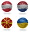 Europe group C. football balls with national flags of austria, netherlands, macedonia,ukraine, soccer teams. 3D illustration