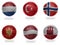 Europe group G . football balls with national flags of netherlands, turkey, norway, montenegro, latvia, gibraltar, soccer teams