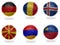 Europe group J . football balls with national flags of germany, romania, iceland, macedonia, armenia, liechtenstein , soccer teams