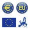 Europe icons, flag of Europe with division of country, European Union - vector