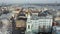 Europe, Kiev, Ukraine - February 2021: Aerial view of Kontraktova Square in the Podil area. Ferris wheel and Old residential