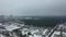 Europe, Kiev, Ukraine - February 2021: Bortnytsia aeration station, Bortnychi. Aerial drone view. Sewage treatment plant.