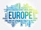 Europe List of cities word cloud collage, travel concept background