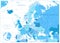 Europe Map in Colors of Blue