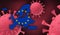 Europe map with flag pattern on  corona virus update on corona virus background, space for add text,information,report new case,
