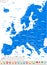 Europe - map and navigation icons - illustration