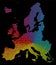 Europe Map Rainbow Colored Pattern Colorful Balls Black Background