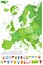 Europe Map Spot Green Colors and glossy icons