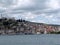 Europe. Mediterranean area. Adriatic sea. Croatia country. Dalmatia. Panorama of Sibenik seaside city. Sunny day with big clouds o