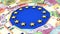 Europe and money, many euro notes revolve around euro stars, infinite loop