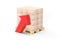 Europe pallet with red arrow to symbolize the rising cost of freight transport