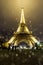 Europe Paris september 2017. Tourists in the rain admiring the Eiffel tower in Paris. France Europe