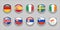 Europe Round Flags Set Collection 3D round flag, badge flag, Ireland, Slovakia, Iceland, Slovenia, Serbia, Italy, Spain, G