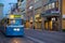 Europe, Scandinavia, Sweden, Gothenburg, Tram on Sodra Hamng at Dusk