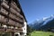 Europe skiing hotel luxury small chalet, Alps and snow, copy space