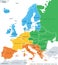 Europe subregions, geoscheme for statistical purposes, political map