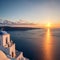 Europe summer destination. Traveling concept, sunset scenic famous landscape of Santorini island, Oia,
