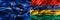 Europe Union and Mauritius colorful concept smoke flags placed s