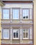 Europe, vintage building facade detail with windows pattern