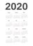 European 2020 year vector calendar