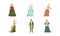 European aristocracy and commoners set. People dressed in ancient clothes of the 18th century vector illustration