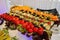 European buffet catering food. Grilled vegetables. Celebration party concept. Selective focus