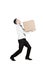 European businessman carrying a box on studio