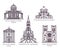 European church and cathedral buildings, line set