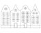 European classic houses - vector linear illustration for coloring. Outline. Dutch houses - an element for a coloring book. Urban a