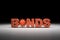 European Corona Bonds concept. A corona virus in the red text `Bonds` on a seamless background