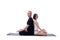 European couple doing yoga in studio