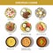 European cuisine food dishes for menu vector templates