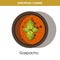 European cuisine Gazpacho soup traditional dish food vector icon for restaurant menu