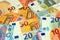 European currency money banknotes bills of 50, 20, 10 and 5 Euros, European union economy concept
