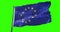 European EU flag, euro flag with pole, flag of european union waving, yellow star on blue background with chroma key green