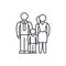 European family line icon concept. European family vector linear illustration, symbol, sign
