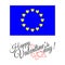 European flag of love on white background with hearts.