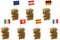 European flag toothpicks on Wholemeal bread