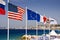 European flags on the beach of Nice