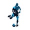 European football player kicking ball, soccer. Isolated vector s