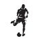 European football player shooting ball, soccer. Isolated vector