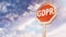 European GDPR law abbreviation on stop sign as warning