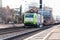 European good train passes a german train station in Fuerth.