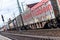 European good train passes a german train station in Fuerth.