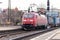 European good train passes a german train station in Fuerth.