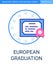 European Graduate Diploma Document Icon in Flat outline style on white background.