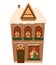 European house building with Christmas decoration on facade.