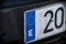European License plate with number twenty