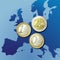 European map Euro coins