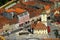 European medieval city view. Miniature tilt shift lens effect